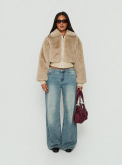 Drita Faux Fur Jacket Sand