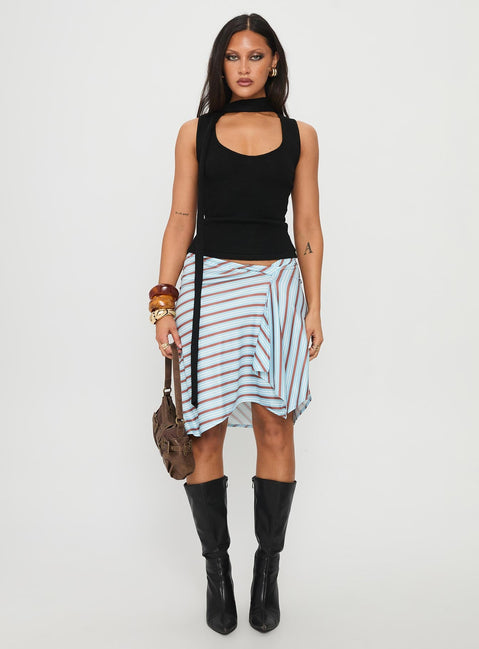 Roana Reversible Scarf Tie Knit Top Black