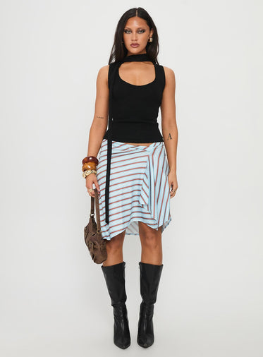 Roana Reversible Scarf Tie Knit Top Black