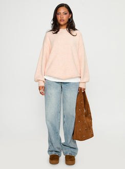 front view of model wearing Princess Polly Ryanna Sweater Pink 