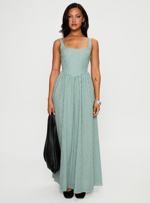 Cartmel Maxi Dress Green / White