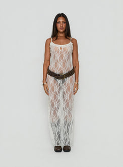 Wall Of Sound Sheer Lace Maxi Dress Antique White