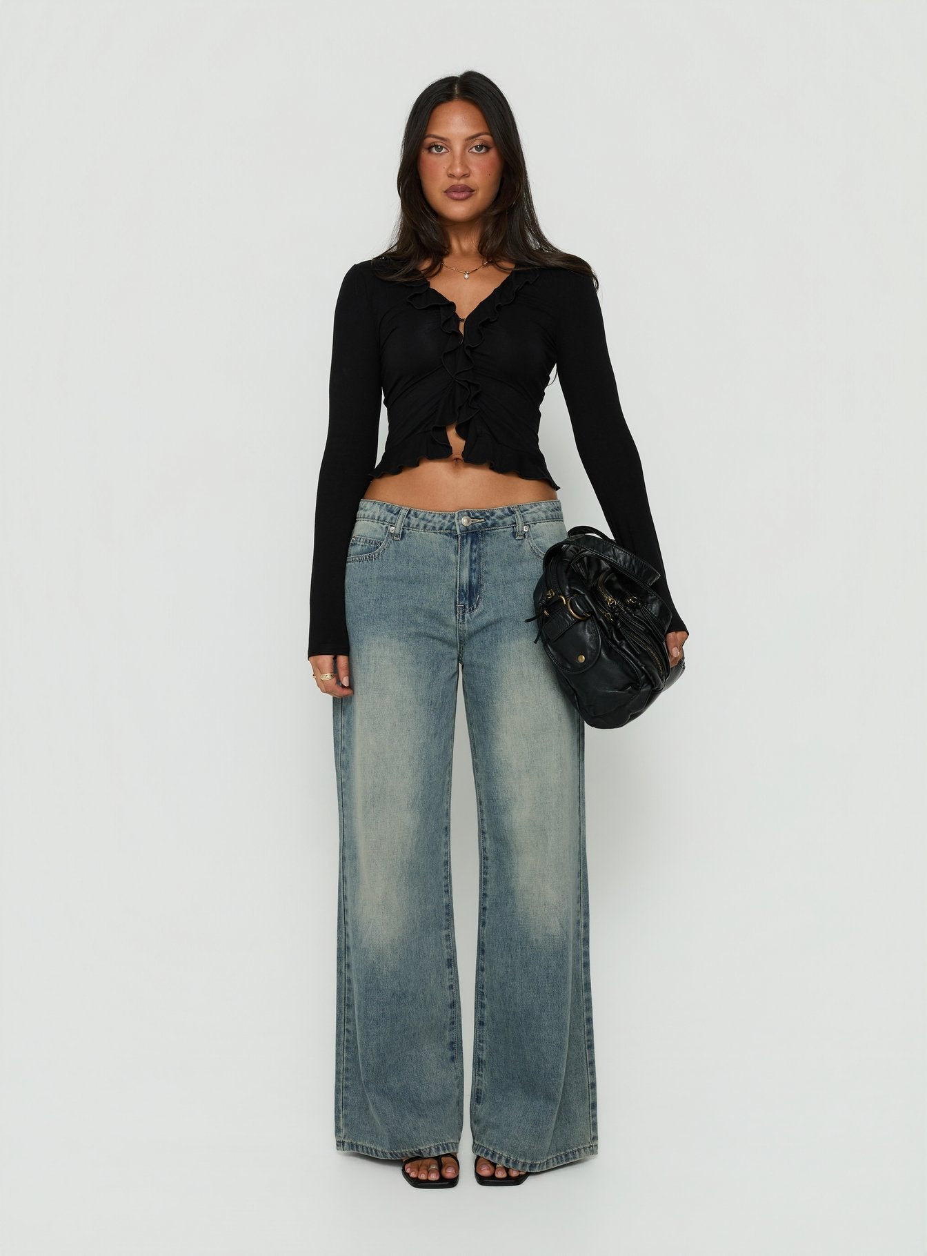 Daizia Frill Jersey Blouse Black