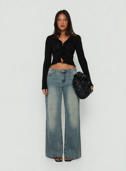 Daizia Frill Jersey Blouse Black