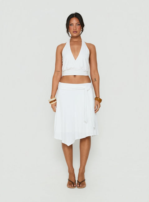 Arabele Halter Wrap Top White