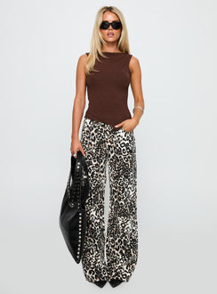 Wild Ride High Rise Wide Leg Cargo Jeans Leopard