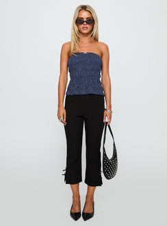 Fancy That Strapless Top Blue Polka