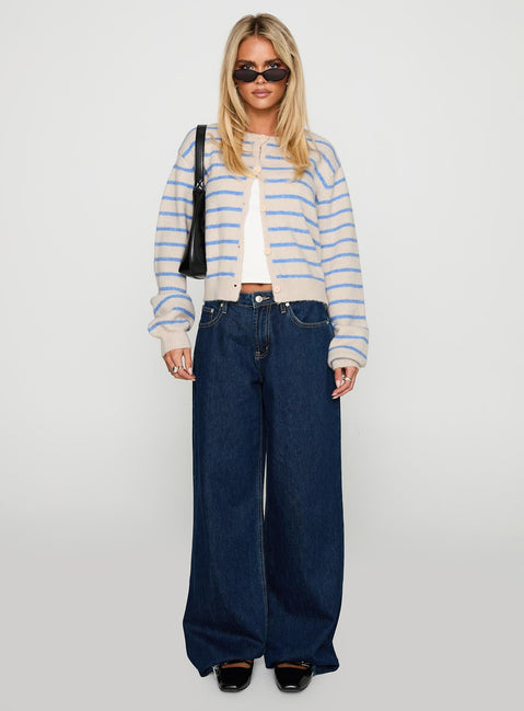 Faelyn Button Up Cardigan Multi Stripe