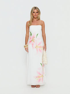 Anny Beaded Maxi Dress White Floral