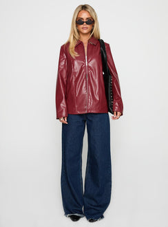 Friday Night Faux Leather Jacket Red
