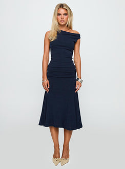 Lustrous Life Off Shoulder Set Navy