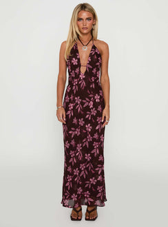 Yasminn Maxi Dress Brown / Pink
