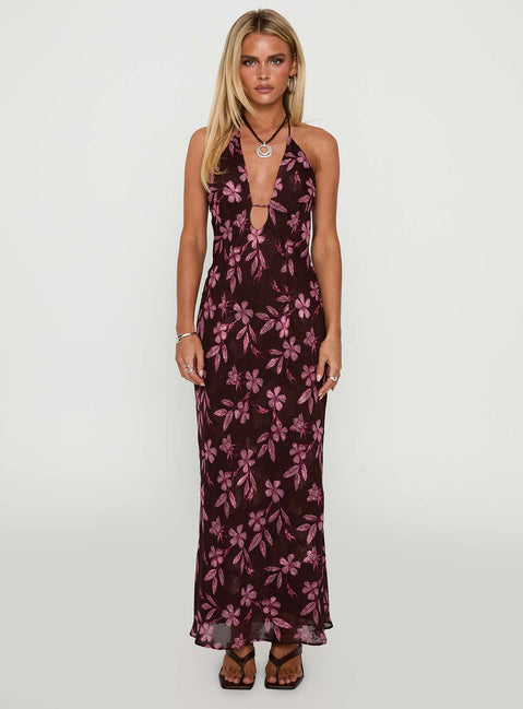 Yasminn Maxi Dress Brown / Pink