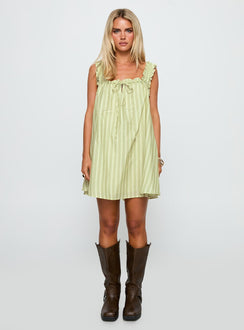 Swing Mini Dress Green Stripe