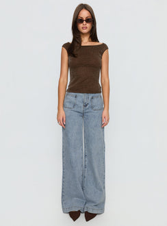 Goldie High Rise Wide Leg Pocket Jeans Light Wash