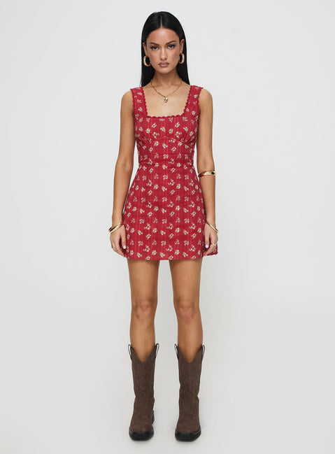Dasha Mini Dress Red Floral