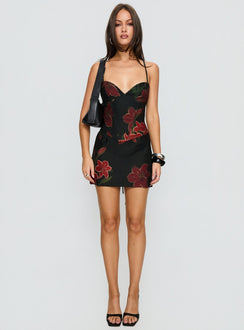 Julisa Corset Mini Dress Red / Black Floral