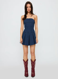 Fantastical Strapless Playsuit Dark Denim