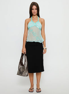 Celsea Beaded Sheer Cami Top Aqua