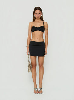 Edeniah Satin Micro Crop Top Black