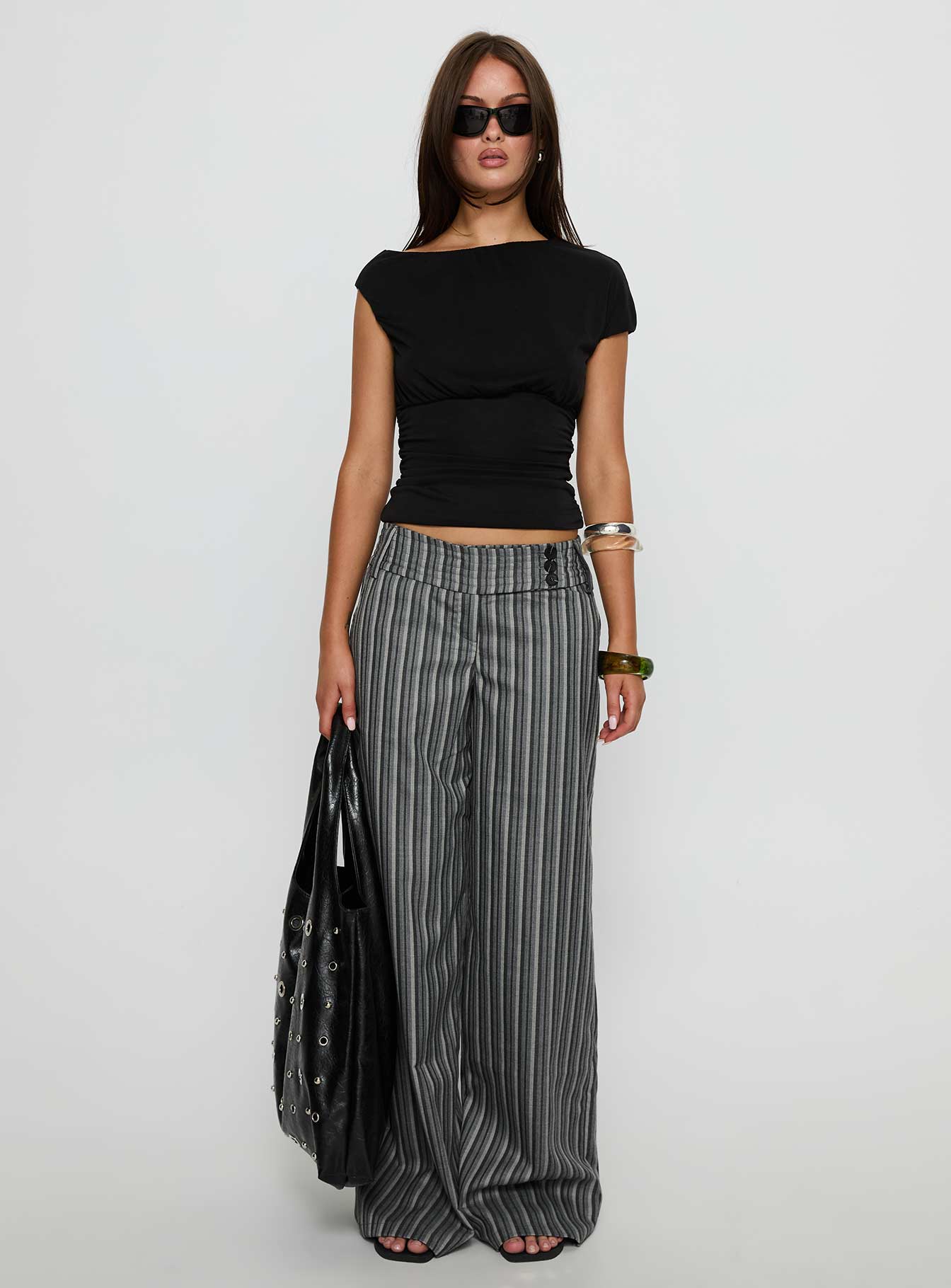 Cedars Low Rise Pant Grey Stripe