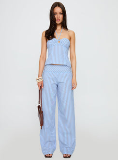 Sofea Halter Top Blue Stripe