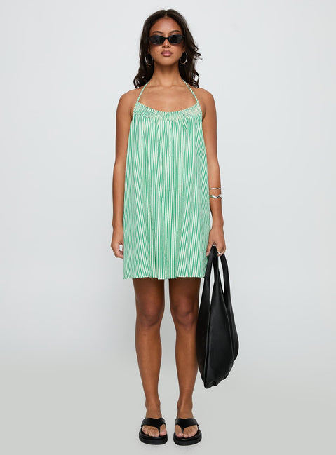 Winx Halter Mini Dress Green Stripe
