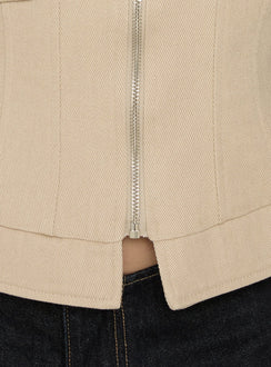 Nindie Faux Fur Contrast Jacket Tan