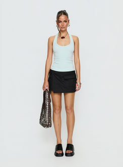 Baseline Scoop Halter Rib Tank Icy Blue