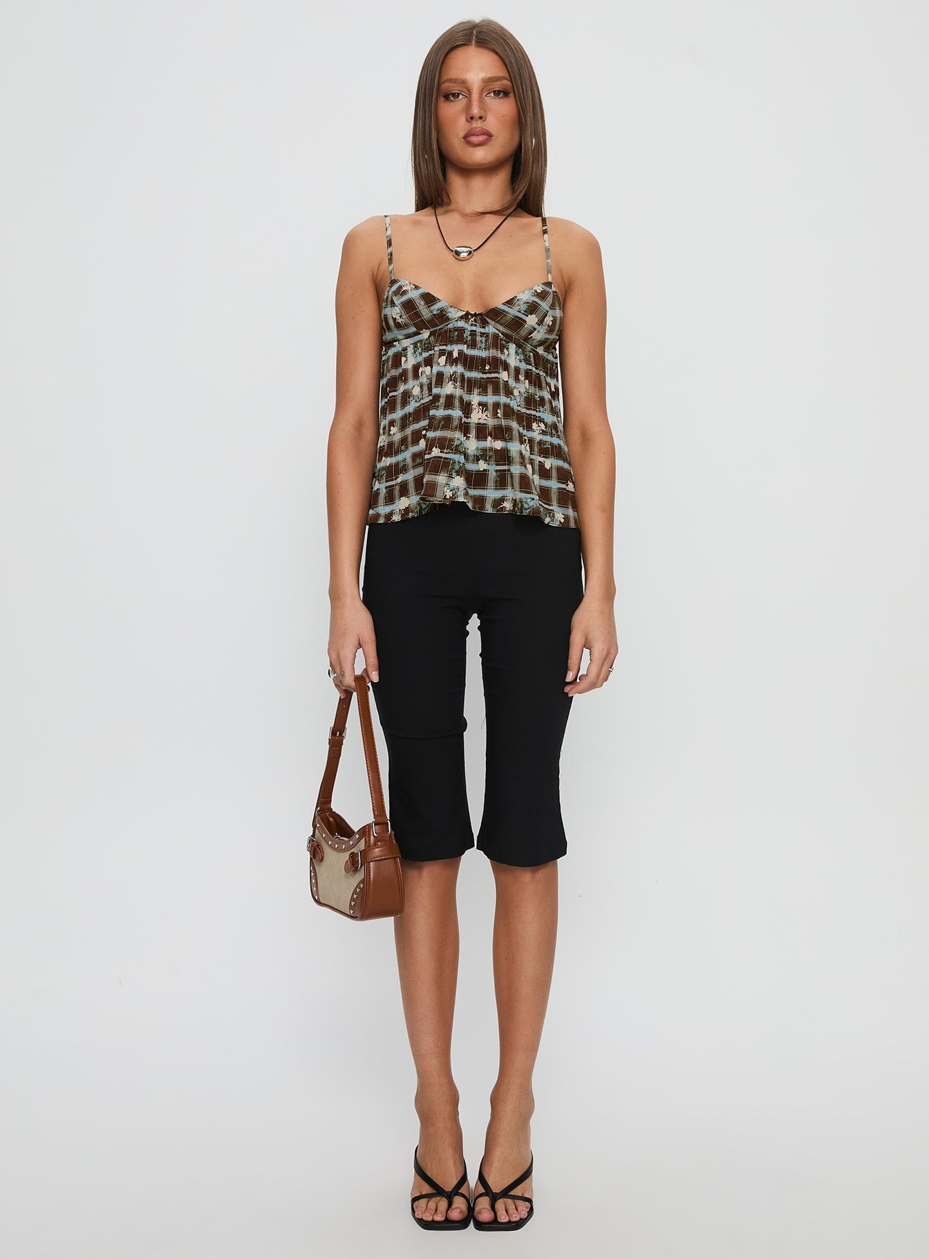 Zami Pleat Top Blue / Brown