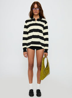 front view of model wearing Princess Polly Nautica Jersey Ink Stripe Long 