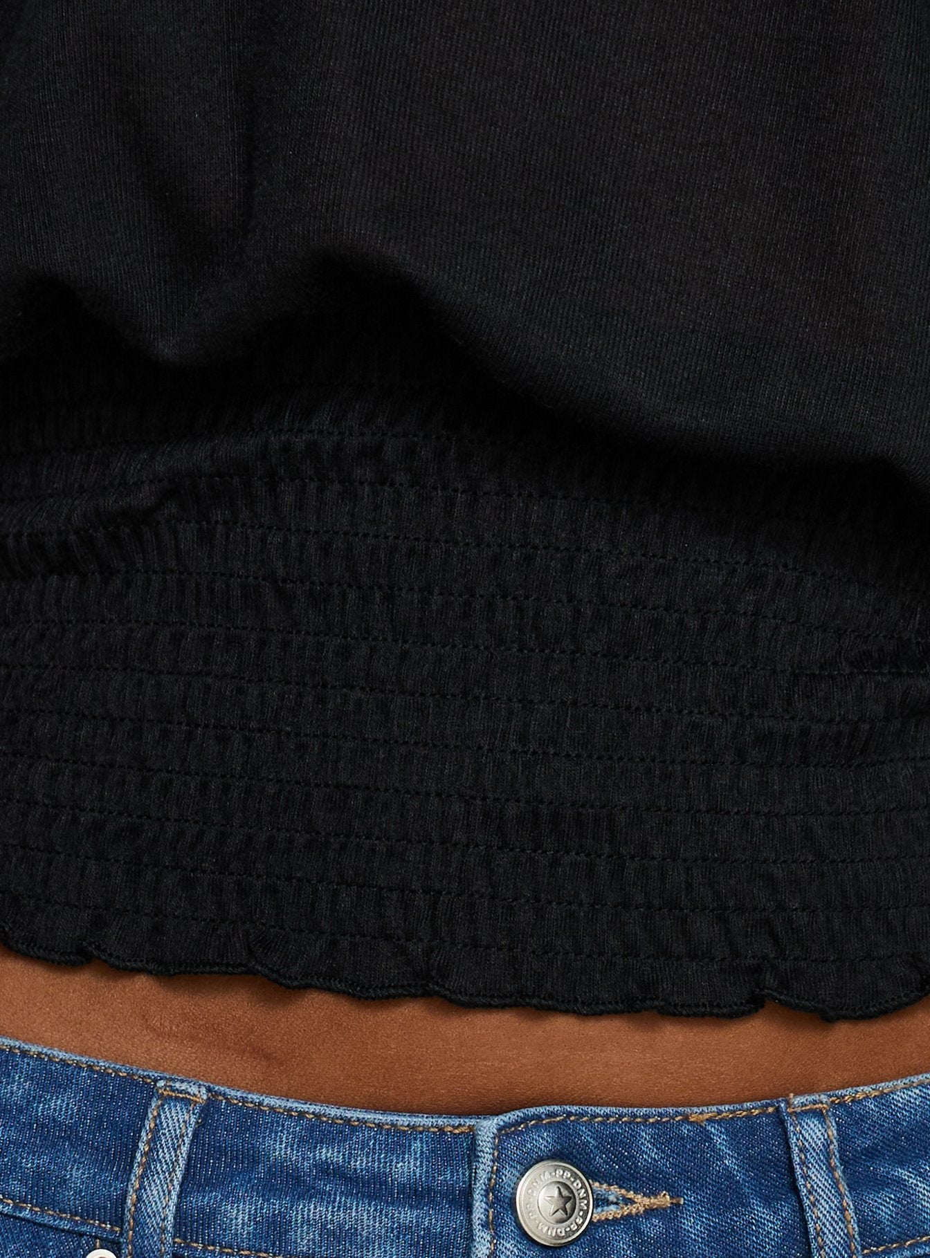 Dayten Off Shoulder Sheer Top Black