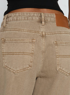 Naylor Mid Rise Wide Leg Jeans Light Brown Wash