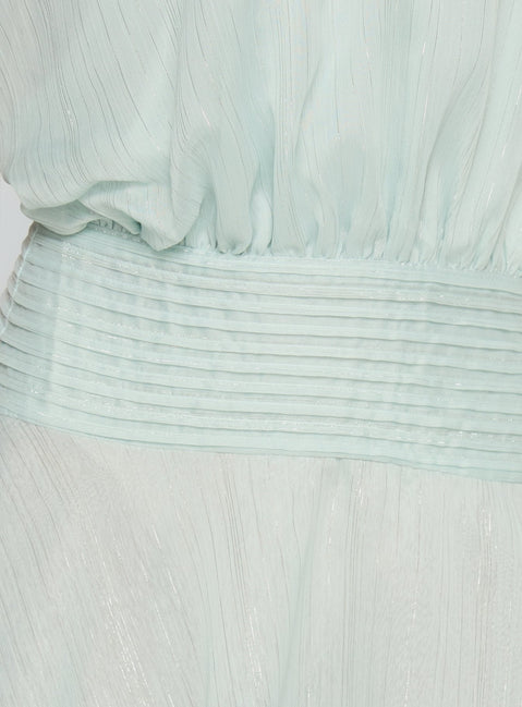 Rozario Chiffon Halter Mini Dress Aqua / Silver