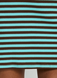 Rydar Scoop Mini Dress Blue / Chocolate Stripe