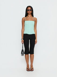 Delamere Tie Neck Top Aqua