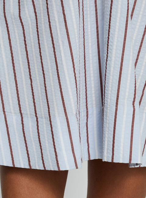 Eberta Ruched Baby Doll Mini Dress Blue Stripe