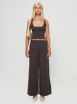 Straight leg pants Belt looped waist, zip & button fastening, silver-toned buckle detail Non-stretch material, fully lined 