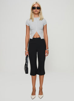 front view of model wearing Princess Polly Meadowlark Capri Pants Black High Waisted Pants 