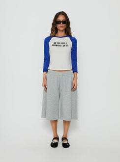 Jet Style Long Sleeve Graphic Raglan Top Blue / White