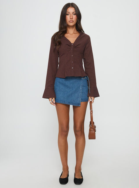 Elowenn Long Sleeve Top Chocolate Stripe
