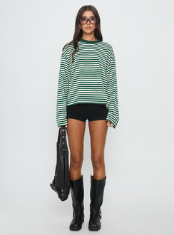 Bloom Long Sleeve Top Moss Stripe
