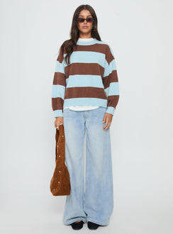 Ardentia Crew Neck Knit Sweater Aqua Stripe