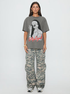 More Than A Woman Oversized Graphic Top Grey