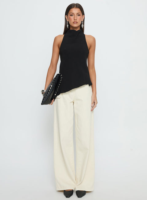 Days Get Dark Asymmetrical Top Black