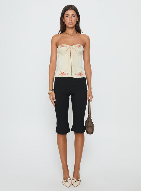 Jazzy Strapless Corset Top Cream Floral