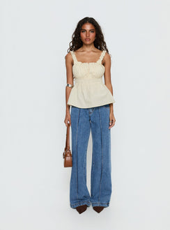 Kerianna Ruched Top Cream Stripe