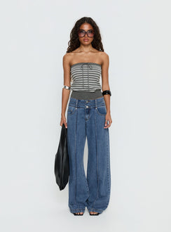 Lissey Strapless Knit Top Grey Stripe