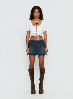 Alexy Tie Detail Short Sleeve Micro Crop Top White