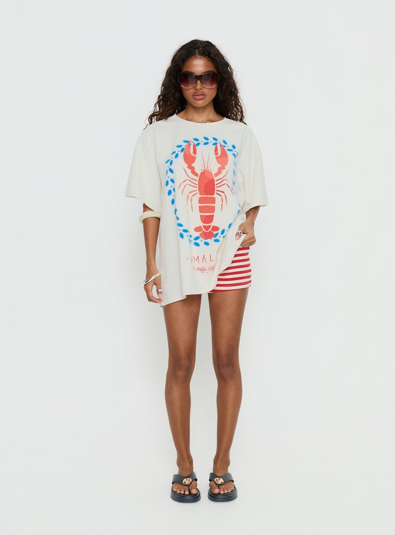 Amalfi Love Oversized Graphic Tee Off White